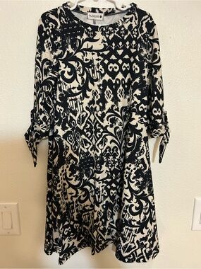 Nuggets Black & White Patterned Casual Kids Dress